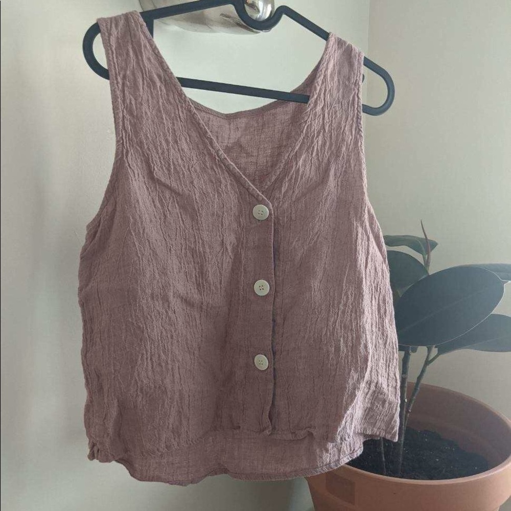 Esby Apparel tank top pink linen gauze size M